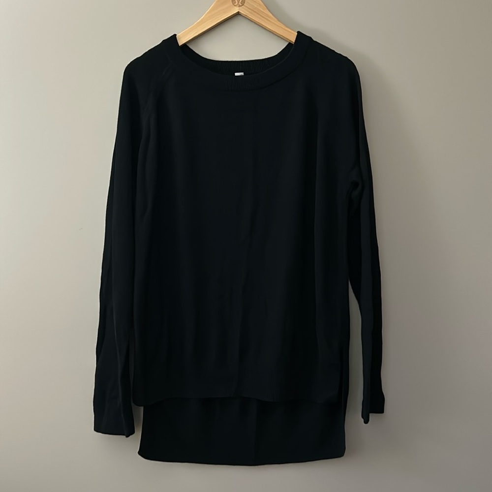 Lululemon Split Hem Tunic Length‎ Sweater BLK fits Sz 8/10.